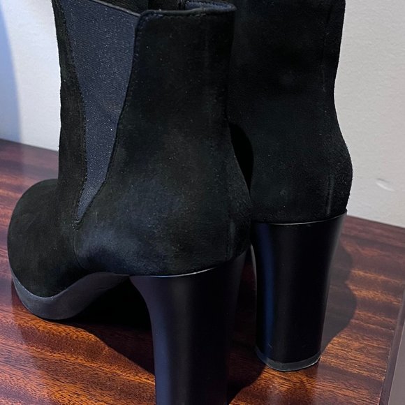 Geox suede Italian leather ankle boots black like new size 10 - Picture 6 of 8